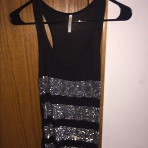Beaded Black Racerback Tank Top